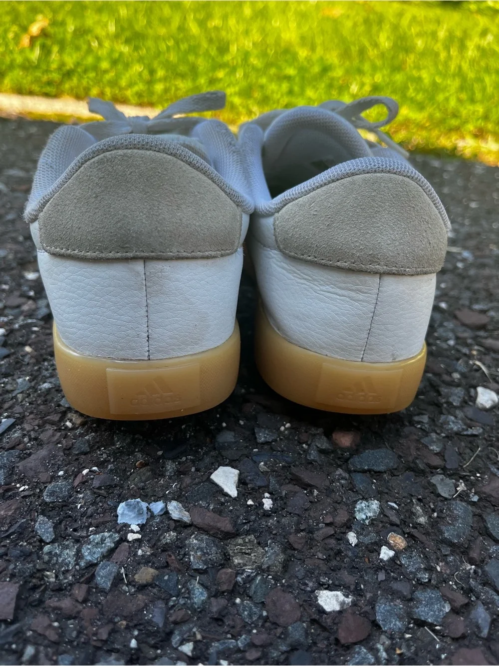 adidas Kids White Sneakers with Pink Stripes